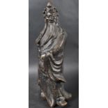 LARGE 19TH CENTURY CHINESE BRONZE ELDER WARRIOR FIGURINE