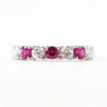 HALLMARKED 9CT GOLD SYNTHETIC RUBY & CZ HALF ETERNITY RING