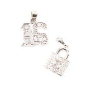 TWO HALLMARKED 9CT WHITE GOLD PENDANT CHARMS