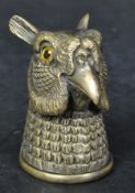 20TH CENTURY ART DECO STYLE OWL HEAD SHAPED CASED VESTA