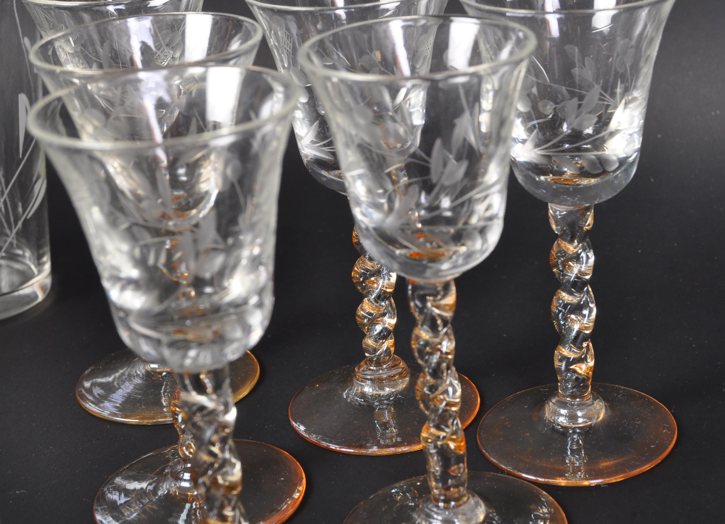 SET OF SIX BARLEY TWIST SHERRY DRINKING GLASSES - Image 3 of 6