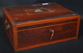 19TH CENTURY MAHOGANY & BOX WOOD INLAID WORKBOX