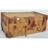 EARLY 20TH CENTURY CANVAS AND WOODEN D-MOB STEAMER TRUNK