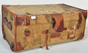 EARLY 20TH CENTURY CANVAS AND WOODEN D-MOB STEAMER TRUNK