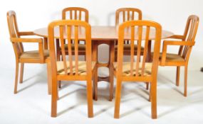 RETRO VINTAGE TEAK WOOD DINING SUITE WITH SIX CHAIRS