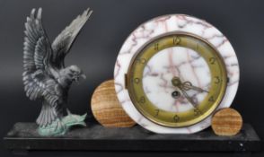 20TH CENTURY FRENCH MARBLE BIRD MANTEL CLOCK