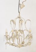 20TH CENTURY PAINTED METAL TOLLWARE 5 ARMS CHANDELIER