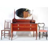 EDWARDIAN MAHOGANY INLAID DRESSING TABLE CHEST & CHAIRS