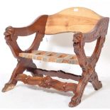 20TH CENTURY SAVONAROLA STYLE CARVED WOOD CHAIR