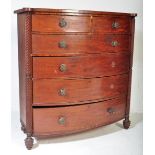 19TH CENTURY REGENCY MAHOGANY BOW FRONT CHEST OF DRAWERS