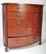 19TH CENTURY REGENCY MAHOGANY BOW FRONT CHEST OF DRAWERS