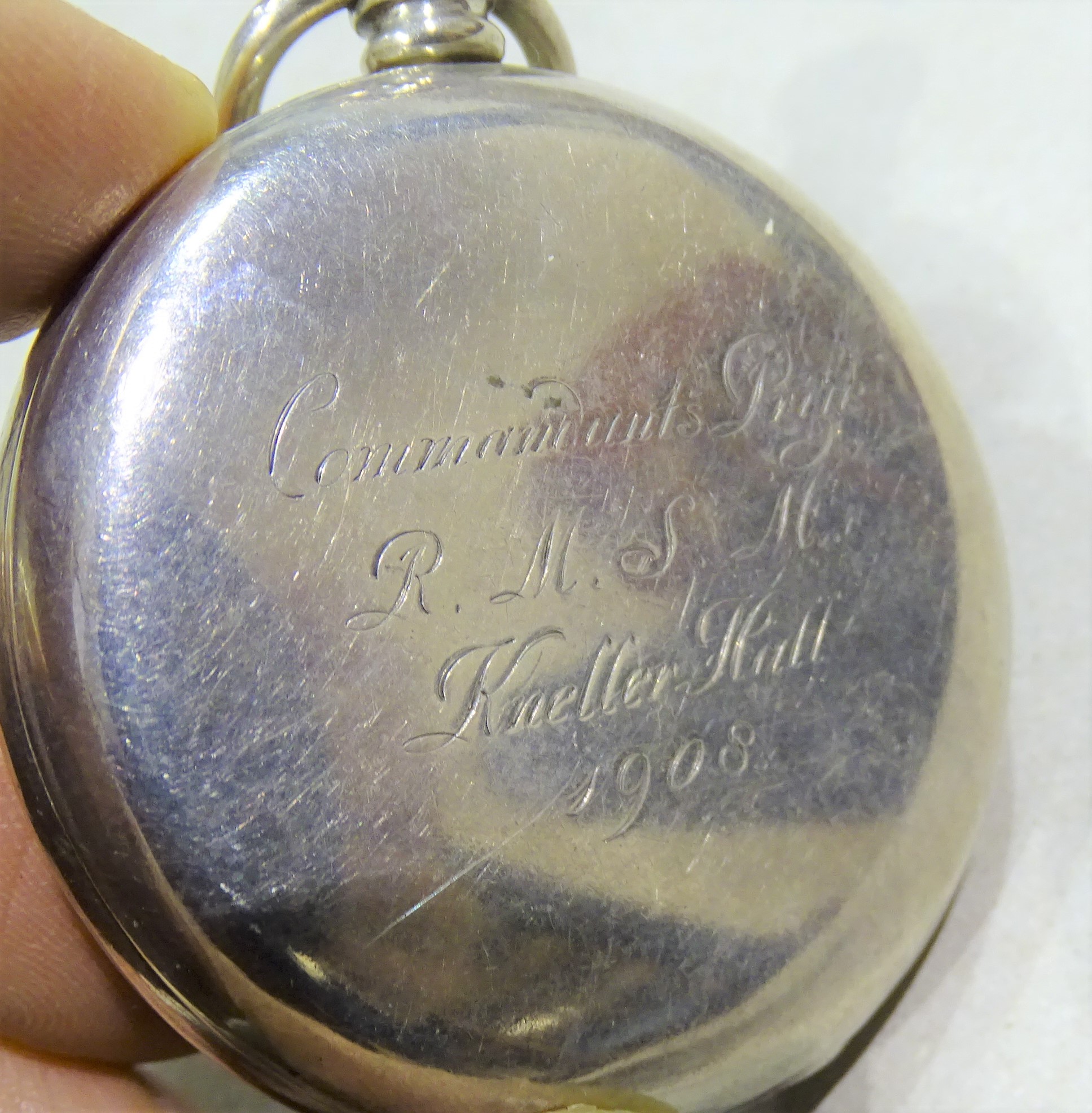 A silver hunter-cased keyless pocket watch, the white enamel dial signed Rockford Watch Co. USA, the - Bild 2 aus 2