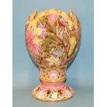 A 20th century Zsolnay Pecs Austria-Hungary reticulated ovoid shape vase decorated with flowers