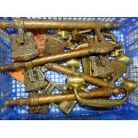 A quantity of brass and other metal coffin furniture, etc.