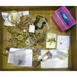 A quantity of modern silver gem-set jewellery, with certificates, a Trifari brooch and other costume