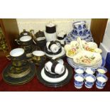 A twenty-one-piece Noritake black and white decorated coffee set, a twenty-one piece Castle China
