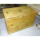 A pine blanket chest, 94.5cm long, 59.5cm high, 54.5cm deep.