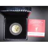 A Liverpool FC 1977 European Cup Win 40th Anniversary 24ct gold plated 9ct gold coin, 4g, boxed.