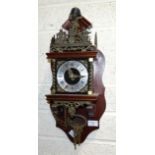 A late-19th century mahogany case Vienna-style wall clock, 113cm high, (a/f), together with a modern