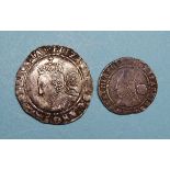 An Elizabeth I 1574 hammered silver sixpence, Eglantine MM and a 1574? (date mark rubbed) hammered
