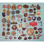 A silver ARP badge and various other enamel and plastic badges, (approximately 50).