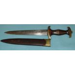 A WWII German SA dagger by Hammesfahr c ie, Solingen, the double-sided blade with engraved motto "