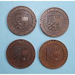 Four University of Aberdeen bronze medals awarded to Henry W Malcolm: 1892 Practical Chemistry,