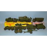 Dinky, 660 Tank Transporter and 622 10-ton Army Truck, both boxed, with 651 Centurion Tank, Army
