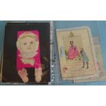 A hand-coloured lithographed and tissue baby card, an R&S Artistic Series Christmas booklet, three