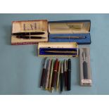 A Watermans fountain pen, an Eversharp gold-plated propelling pencil, a Platignum 'Regal' fountain