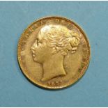 A Queen Victoria 1873 gold sovereign, die no.5.