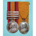 A pair of medals: Queen's South Africa Medal with three clasps, Transvaal, South Africa 1901,