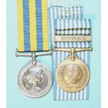 A Royal Navy Korean War pair of medals awarded to: D/SSX 839062 K B Meredith A B RN, Korea Medal and