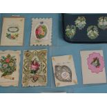 Fourteen Victorian Valentine cards and seven chromolithographed sentimental "scraps", (21).