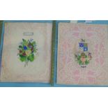 Four large Mansell paper lace Valentines, two with silk panels, all approximately 25 x 20cm.