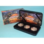 Solomon Islands, 2021 'The Age of Dinosaurs', a set of three silver $5 coins, in capsules with