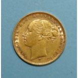 A Queen Victoria 1879 gold sovereign, Melbourne Mint.