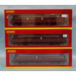 Hornby OO gauge, three boxed BR ex-LSWR non-corridor coaches: 4748A, R4749 and R4749A, (3).