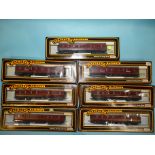 Mainline OO gauge, five boxed LMS maroon 37118 parcels vans and two others, 937307 (x2), (7).