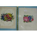 Two "beehive" or "cobweb" Valentines, both with hand-coloured floral sprays which lift to reveal