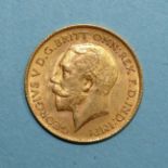 A George V 1914 gold half-sovereign.