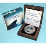 Remembering The RMS Titanic, a 2021 Solomon Islands ten-dollar 3oz silver coin, with ultra-high