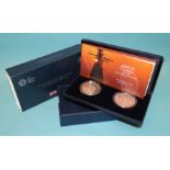 The Royal Mint, "400th Anniversary of The Mayflower Voyage", silver proof coin and medal set in