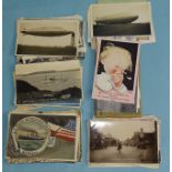 Approximately 100 loose postcards, including RPs of the airship R101 on a mooring mast in