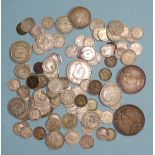 A collection of mainly British coinage, including an 1887 crown and double-florin, with other pre-