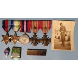 A WWII group of five medals with plaque "L/Smn J F Wardell RN, Free French Forces": 1939-45 and