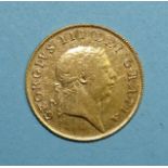 A George III 1804 gold half-guinea.