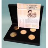 2019 Cook Islands 'The Military Leaders Coin Collection' of five copper gold-plated $1 Piedfort