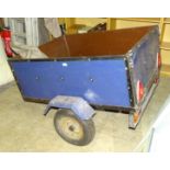 A box two-wheeled trailer, 118 x 93cm, 178cm long overall.