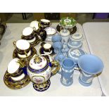 A collection of Minton's blue and gilt tea ware, twenty-nine pieces, various modern Wedgwood